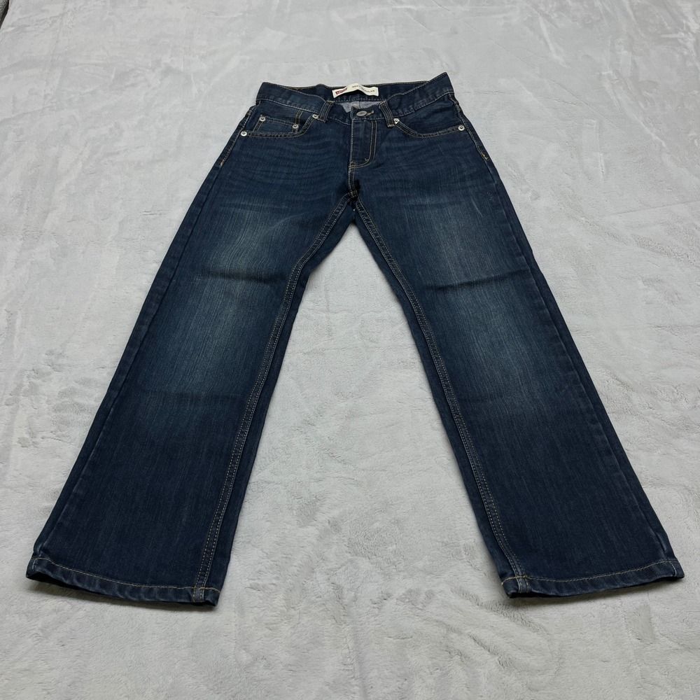 Levis 505 Regular Boys Jeans 10 Reg Blue Cotton Blend Straight Leg‎ Dark Wash